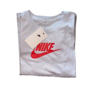 Nike Shirt Girls size L White  Tee Short Sleeve Swoosh Spell Out Logo Kids